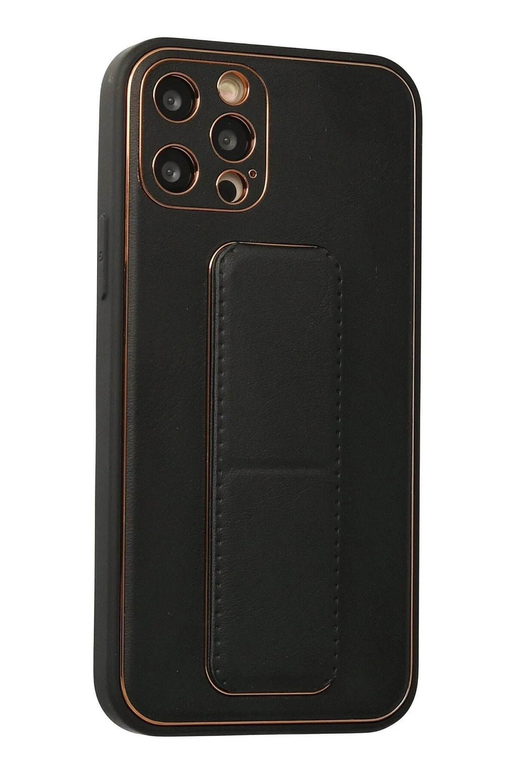 Mey İthalat® iPhone 12 Pro Kılıf Coco Deri Standlı Kapak - Siyah