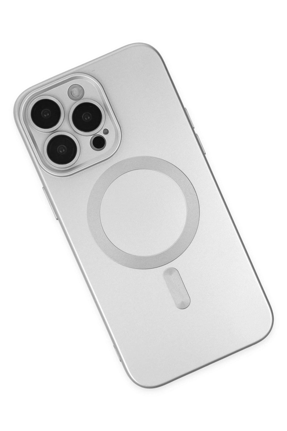 Mey İthalat® iPhone 14 Pro Kılıf Moshi Lens Magneticsafe Silikon - Gümüş