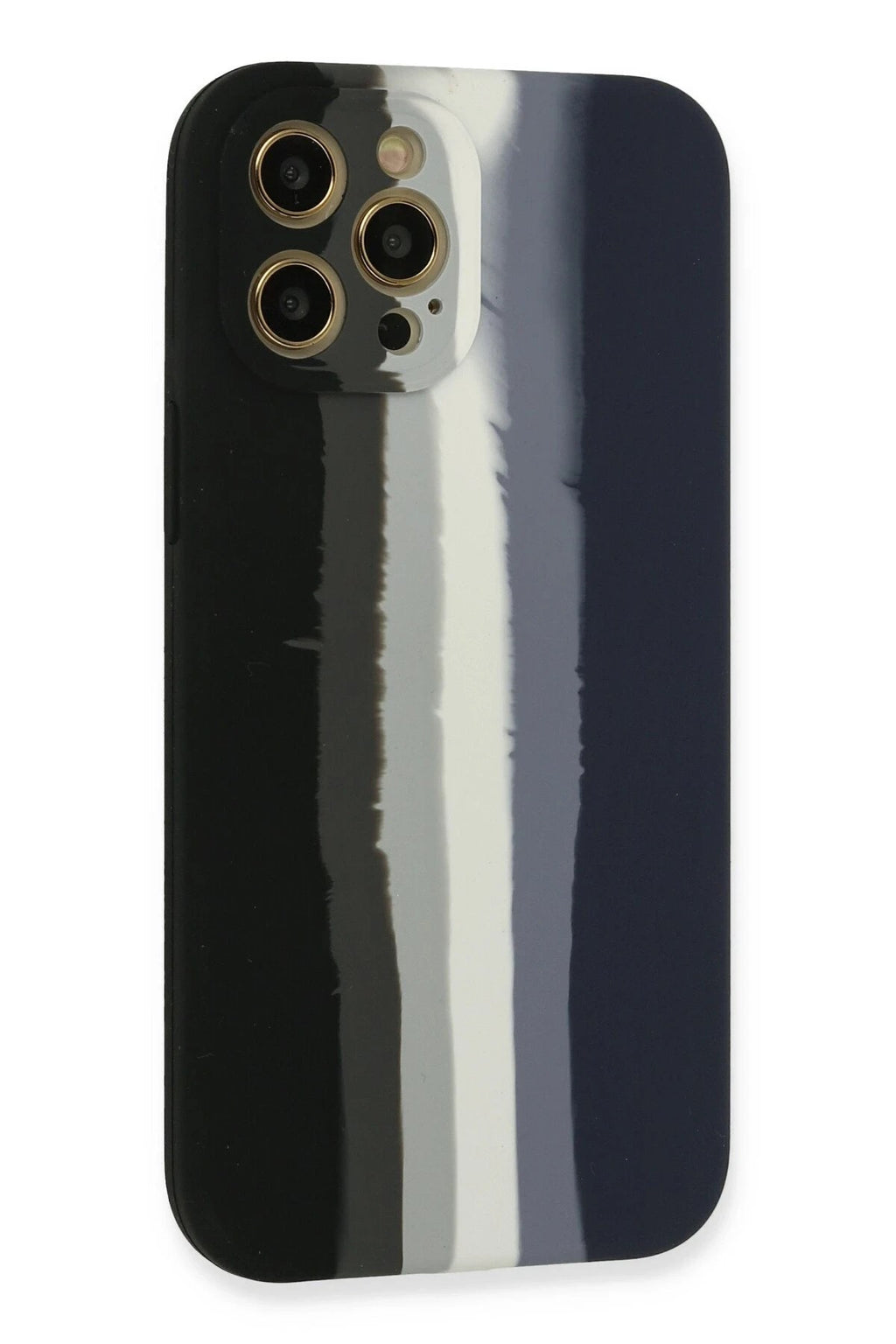 Mey İthalat® iPhone 12 Pro Kılıf Ebruli Lansman Silikon - Siyah-Lacivert
