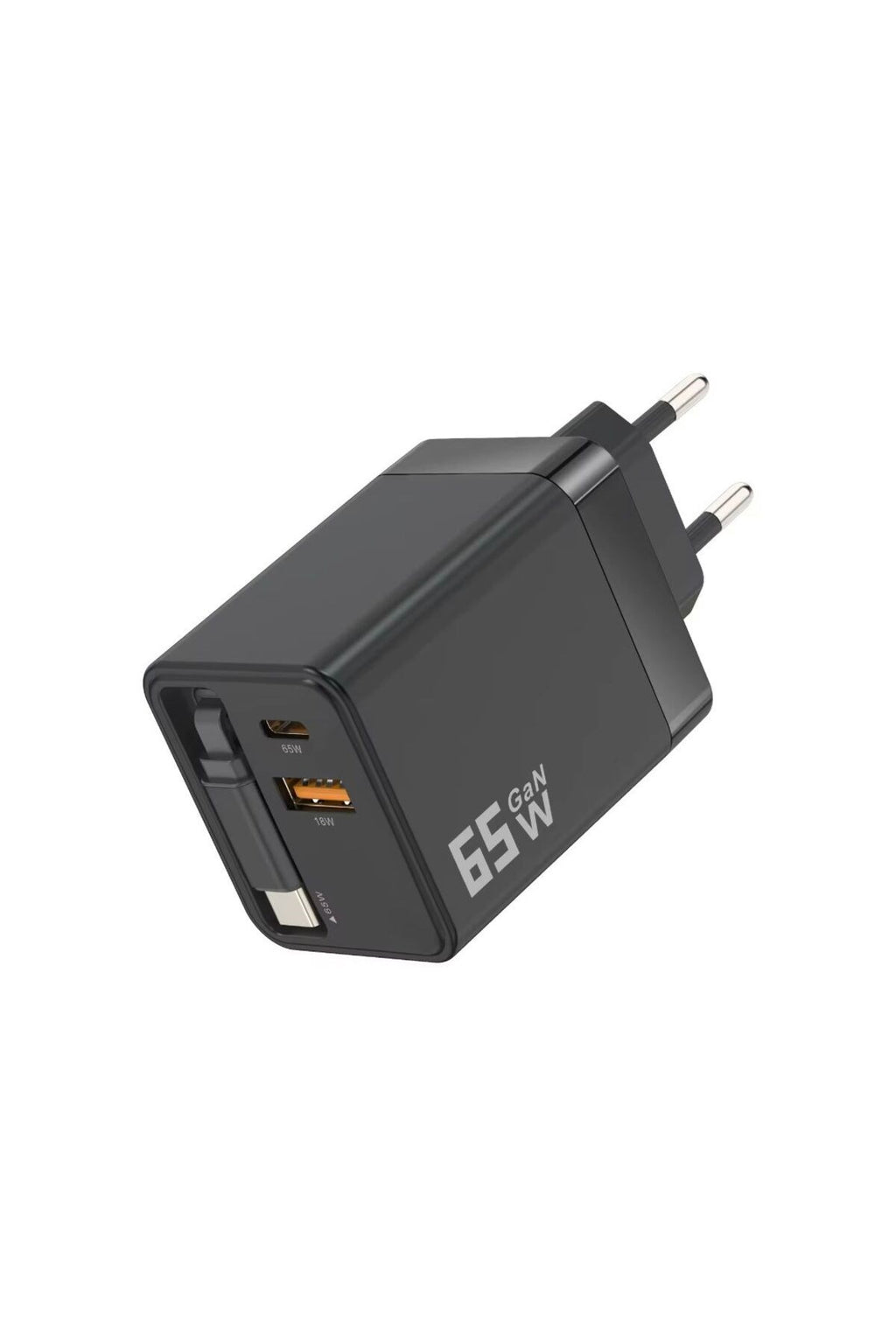65W Süper Hızlı Şarj Cihazı | Dahili Type-C Kablo | USB-C & USB-A Çıkış | Çoklu Cihaz Desteği