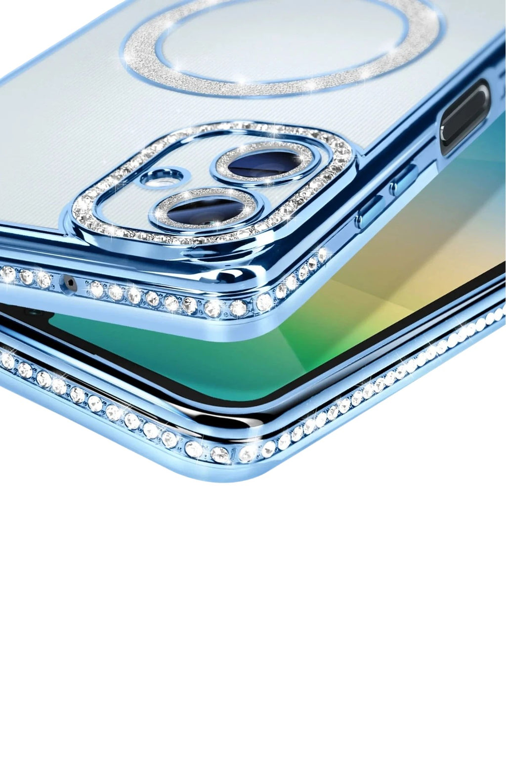 Mey İthalat® Samsung Galaxy A06 Joke Simli Magneticsafe Kılıf - Mavi