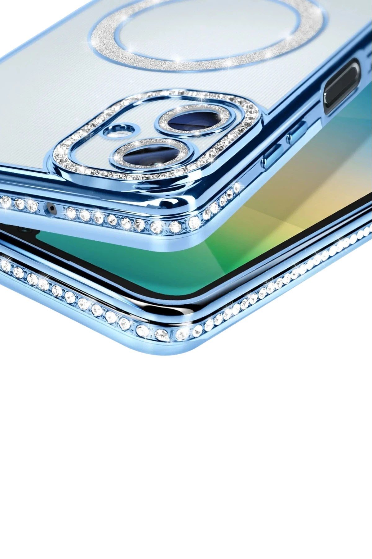 Mey İthalat® Samsung Galaxy A06 Joke Simli Magneticsafe Kılıf - Mavi