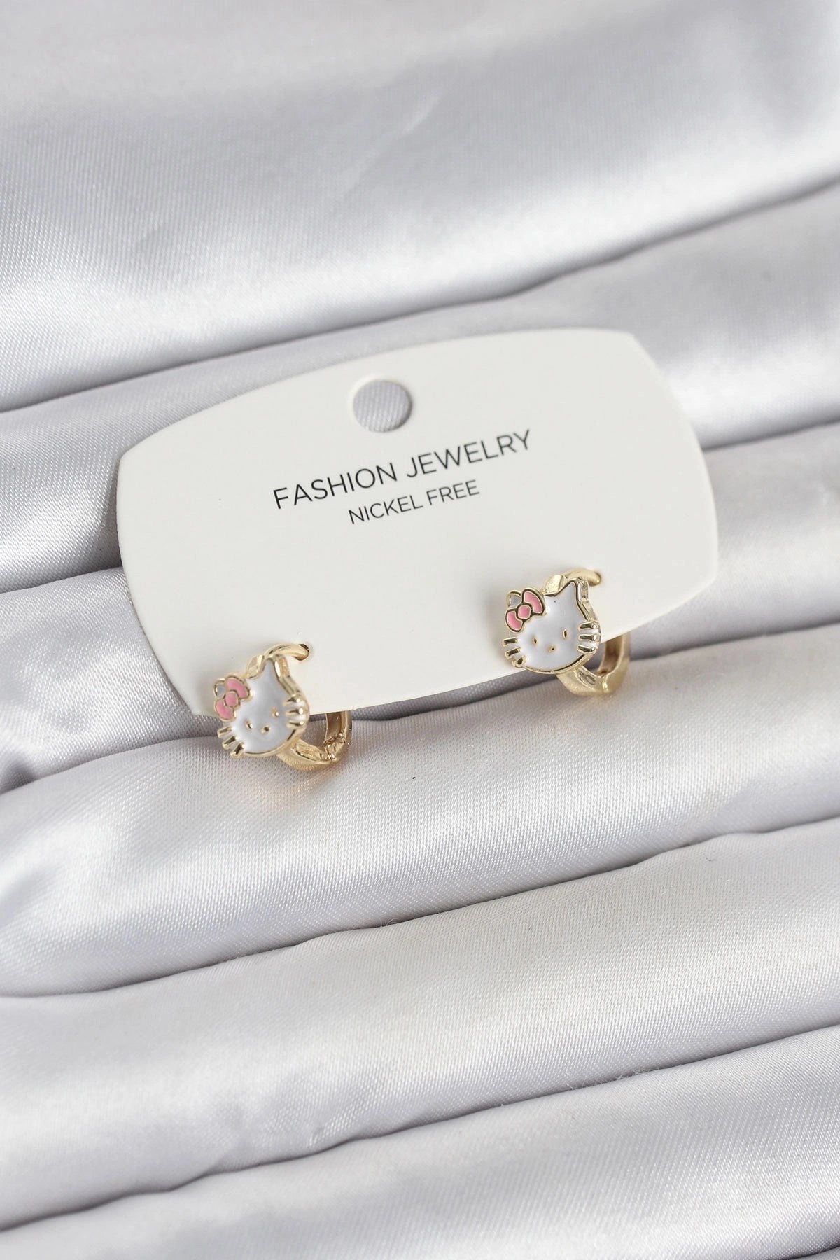 Mey İthalat® Kitty Model Gold Renk Pirinç Çocuk Küpe