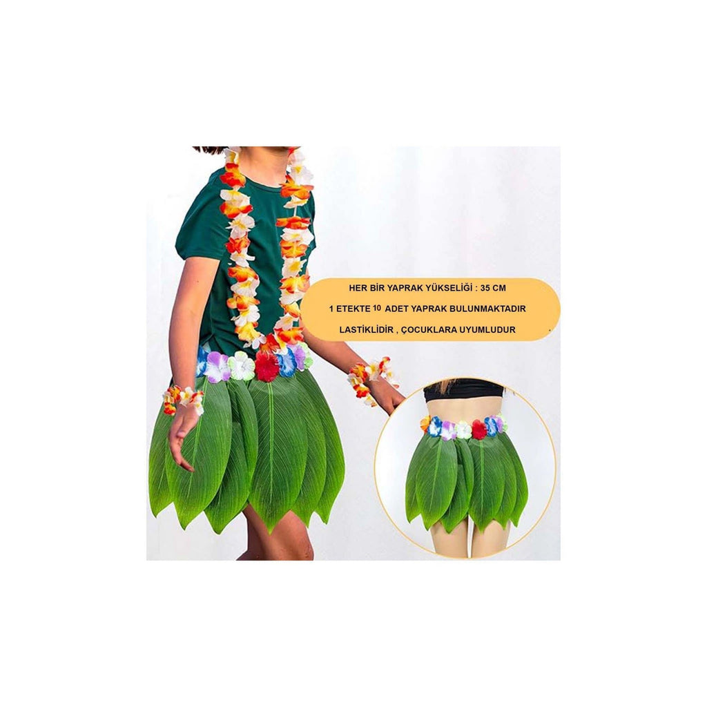 Mey İthalat® Tropikal Esintili Hawaii Yapraklı Parti Eteği Çocuk Boy