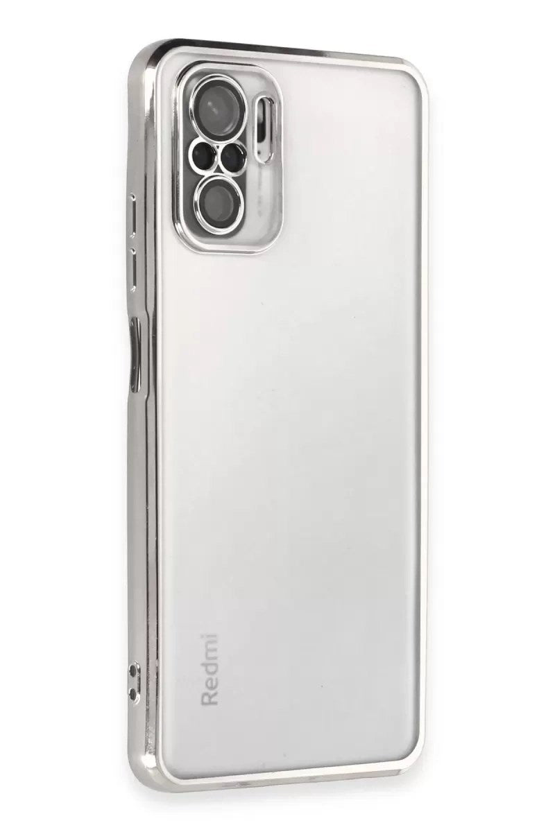 Mey İthalat® Redmi Note 10 Kılıf Lensli Silikon - Gümüş