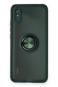 Mey İthalat® Redmi 9A Kılıf Montreal Yüzüklü Silikon Kapak - Yeşil