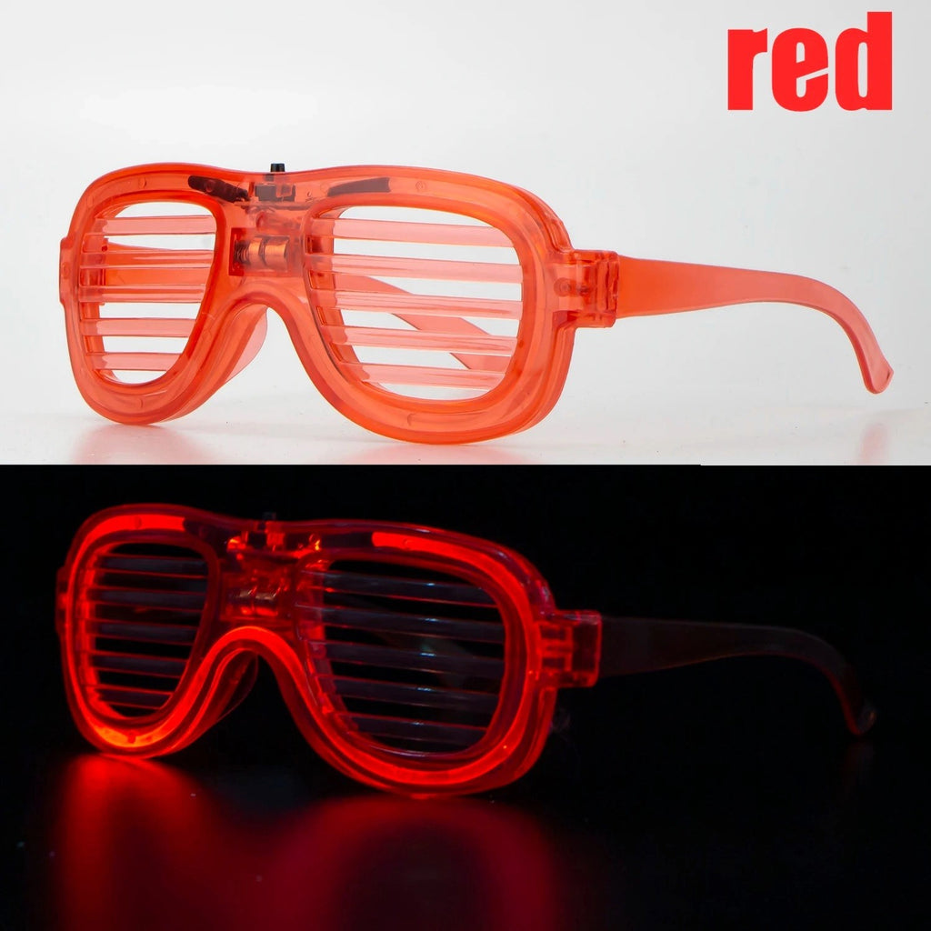 Mey İthalat® Kırmızı Led Işıklı Parti Gözlüğü - Neon Glow Şerit Gözlük 3 Modlu
