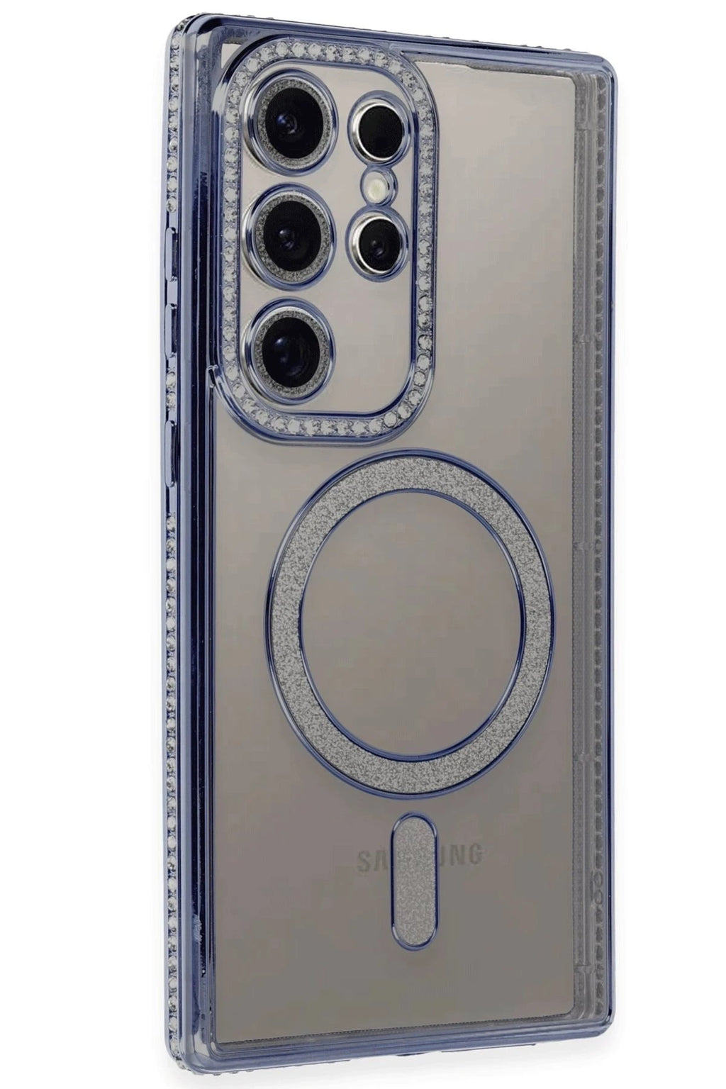 Mey İthalat® Samsung Galaxy S24 Ultra Kılıf Joke Simli Magneticsafe Kılıf - Mavi