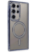 Mey İthalat® Samsung Galaxy S24 Ultra Kılıf Joke Simli Magneticsafe Kılıf - Mavi