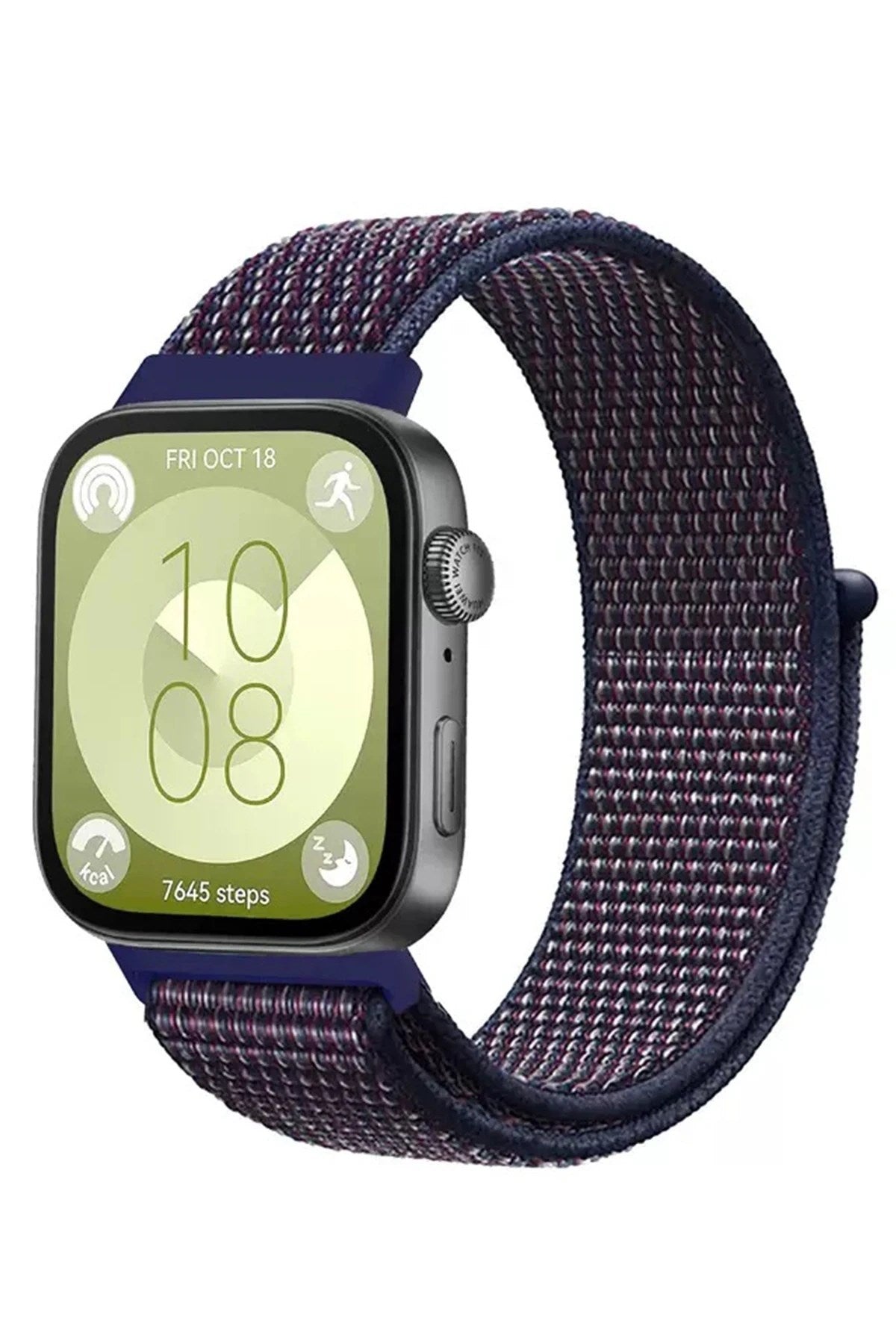 Mey İthalat® Huawei Fit 4 Hasırlı Cırtcırtlı Kordon - Mavi-Beyaz