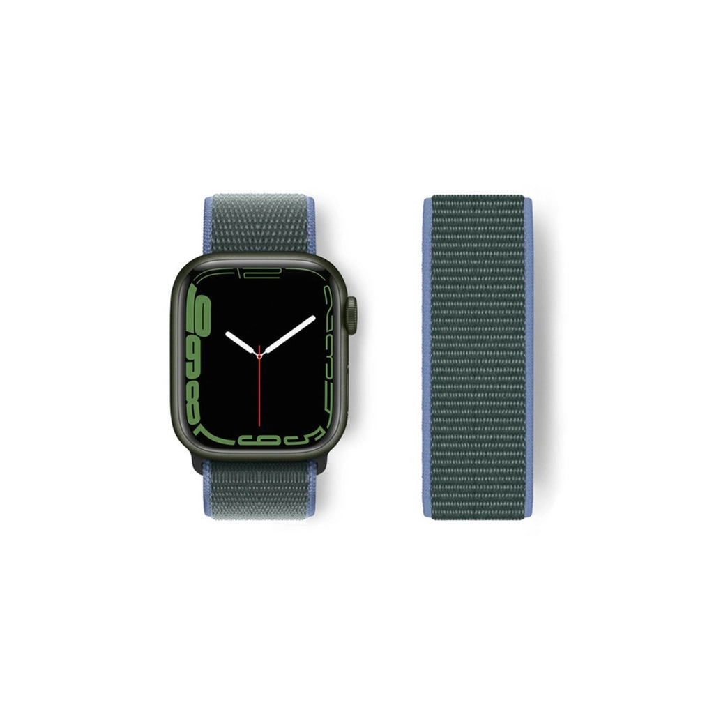 Mey İthalat® Watch 38mm Hasırlı Cırtcırtlı Kordon - Mavi-Yeşil