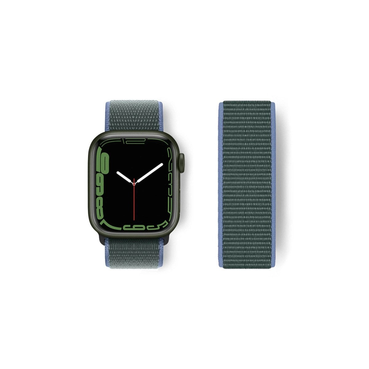 Mey İthalat® Watch 38mm Hasırlı Cırtcırtlı Kordon - Mavi-Yeşil