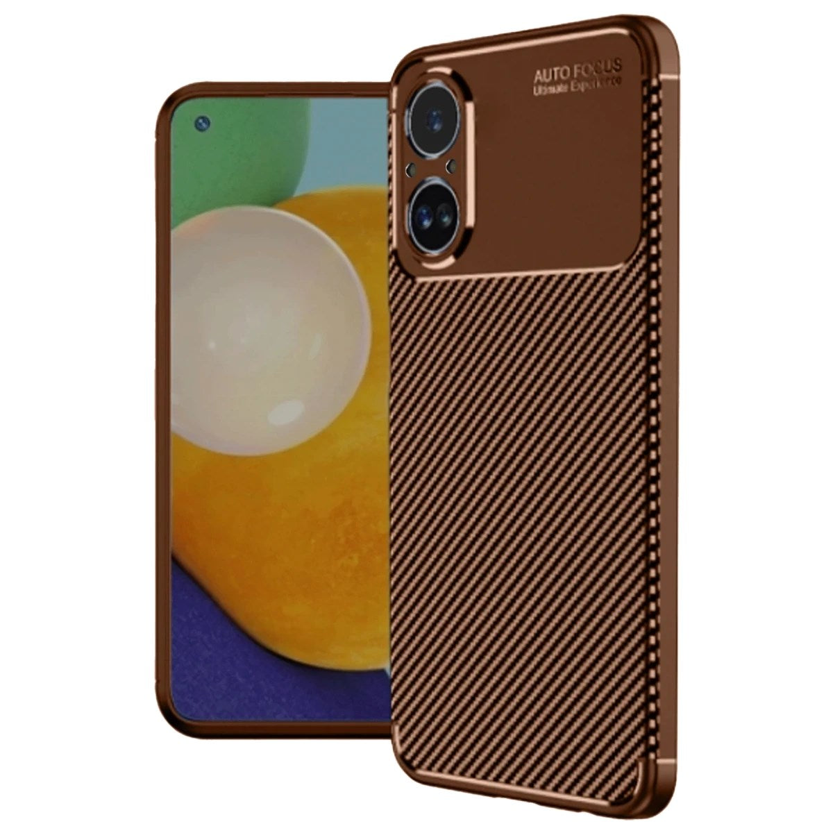 Mey İthalat® Realme 12 Lite Kılıf Auto Focus Karbon Kapak - Kahverengi