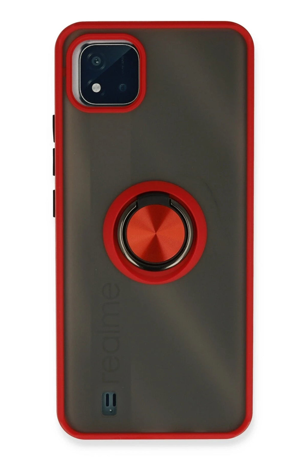 Mey İthalat® Realme C11 2021 Kılıf Montreal Yüzüklü Silikon Kapak - Kırmızı