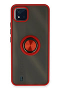 Mey İthalat® Realme C11 2021 Kılıf Montreal Yüzüklü Silikon Kapak - Kırmızı