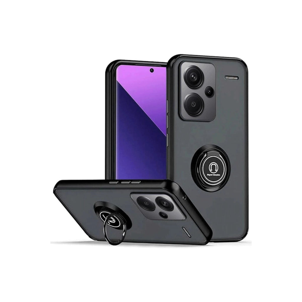 Mey İthalat® Redmi Note 13 Pro Plus Kılıf Montreal Yüzüklü Silikon Kapak - Siyah