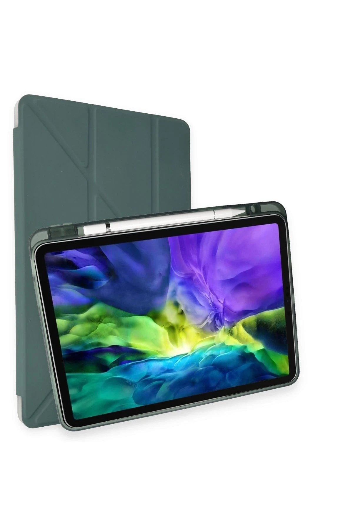 Mey İthalat® iPad Pro 11 (2018) Kılıf Kalemlikli Mars Tablet Kılıfı - Koyu Yeşil