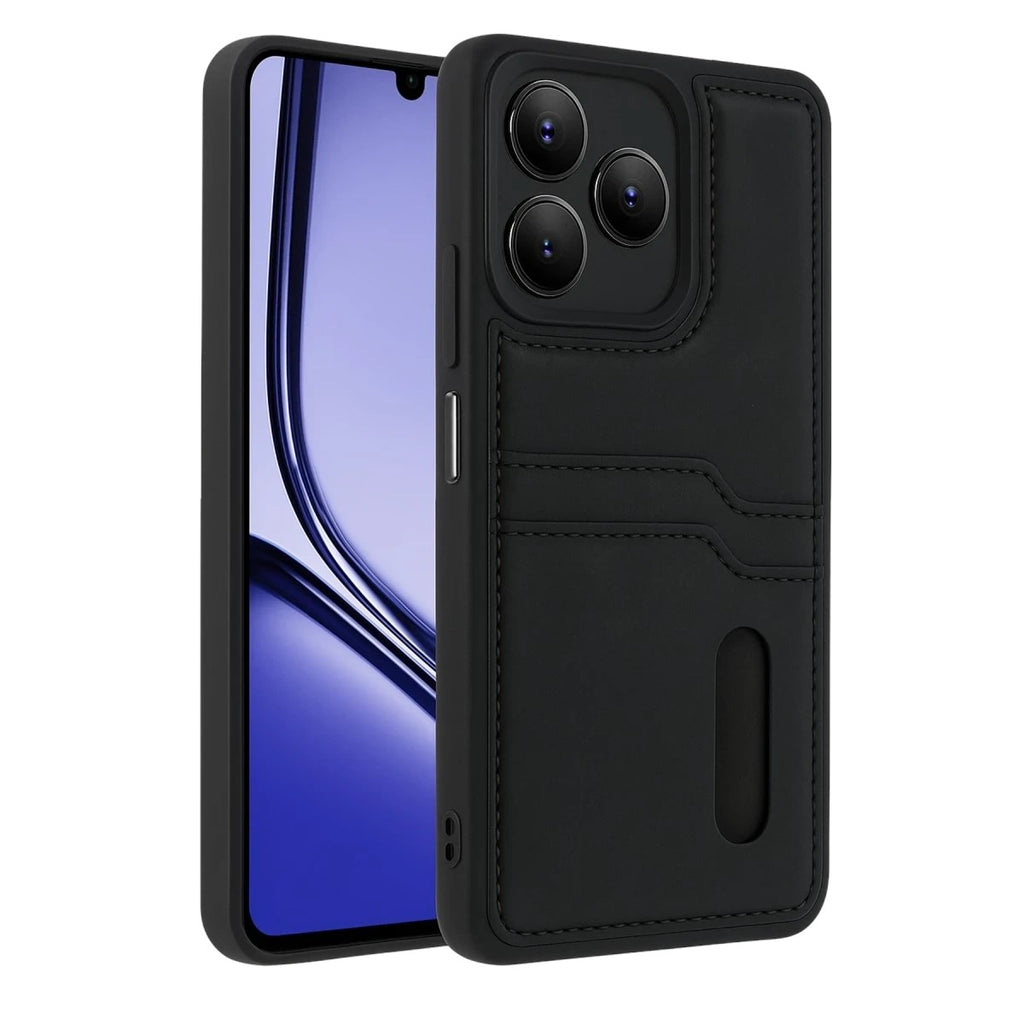 Mey İthalat® Realme Note 50 4G Kılıf Sara Kartvizitli Deri Kılıf - Siyah