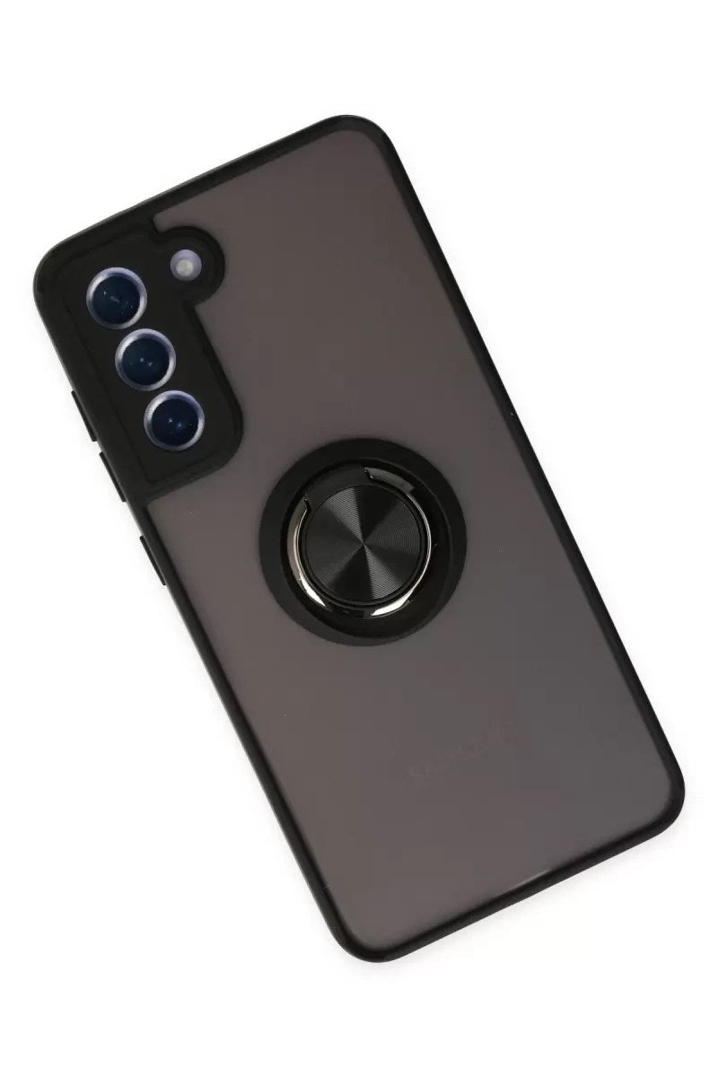 Mey İthalat® Samsung Galaxy S21 FE Kılıf Montreal Yüzüklü Silikon Kapak - Siyah
