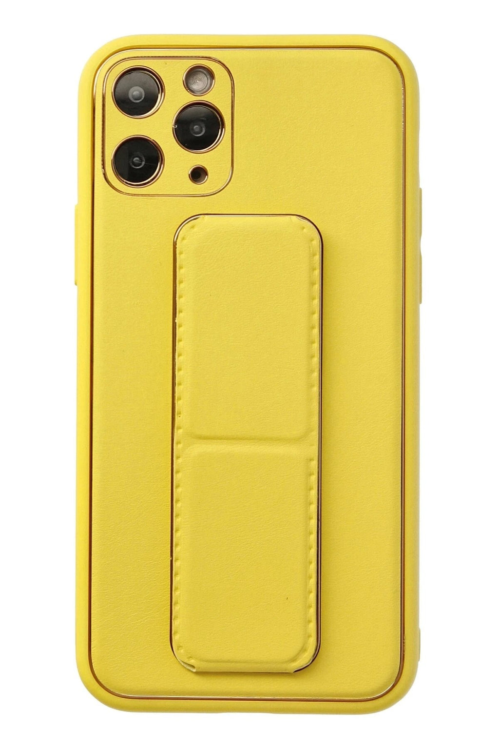 Mey İthalat® iPhone 11 Pro Kılıf Coco Deri Standlı Kapak - Sarı