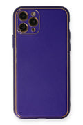 Mey İthalat® iPhone 11 Pro Kılıf Coco Deri Silikon Kapak - Mor