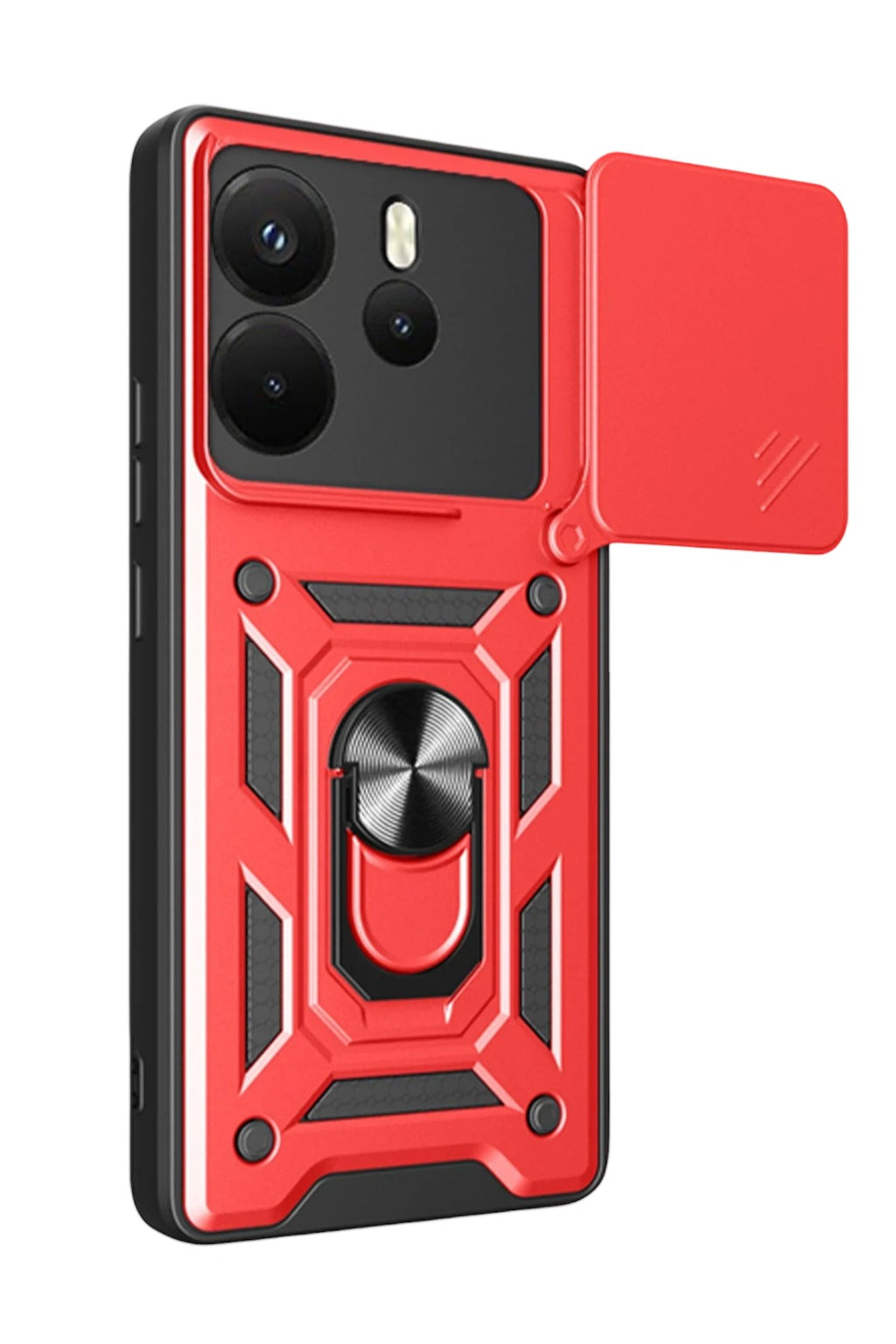 Mey İthalat® Redmi Note 14 4G Pars Lens Yüzüklü Silikon - Kırmızı