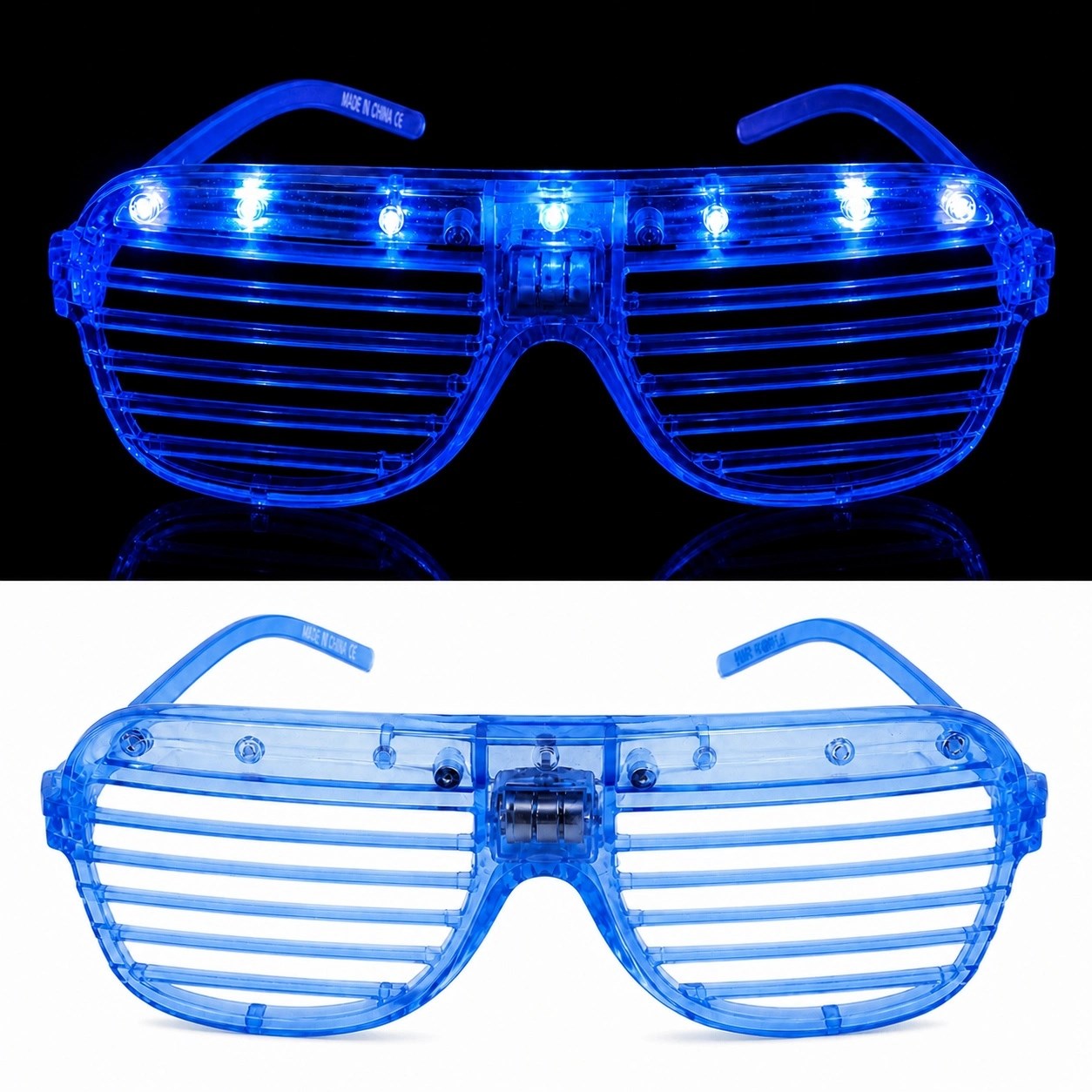 Mey İthalat® LED Işıklı Panjur Parti Gözlüğü Mavi Renk Shutter Gözlük