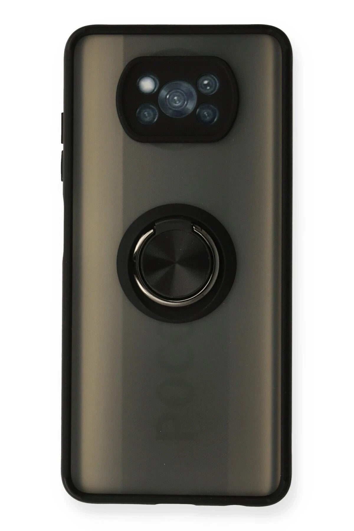 Mey İthalat® Pocophone X3 Kılıf Montreal Yüzüklü Silikon Kapak - Siyah