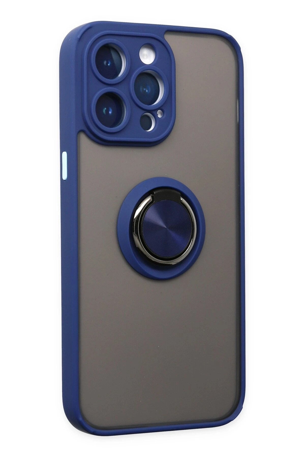 Mey İthalat® iPhone 14 Pro Max Kılıf Montreal Yüzüklü Silikon Kapak - Lacivert