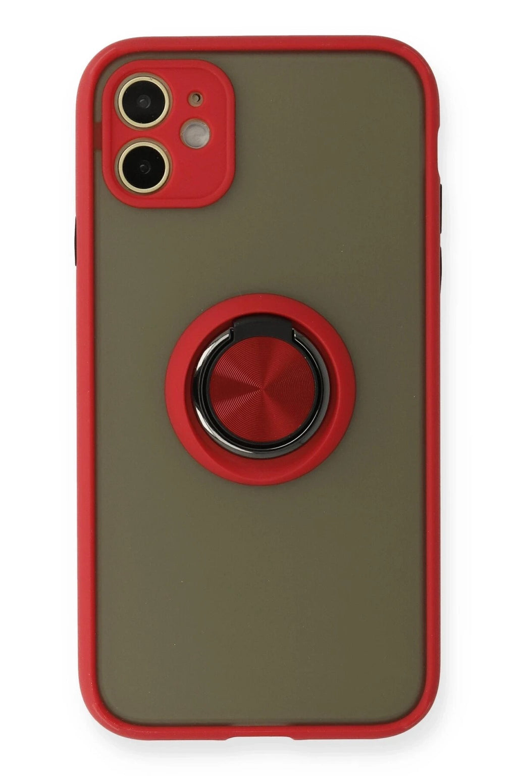 Mey İthalat® iPhone 11 Kılıf Montreal Yüzüklü Silikon Kapak - Kırmızı
