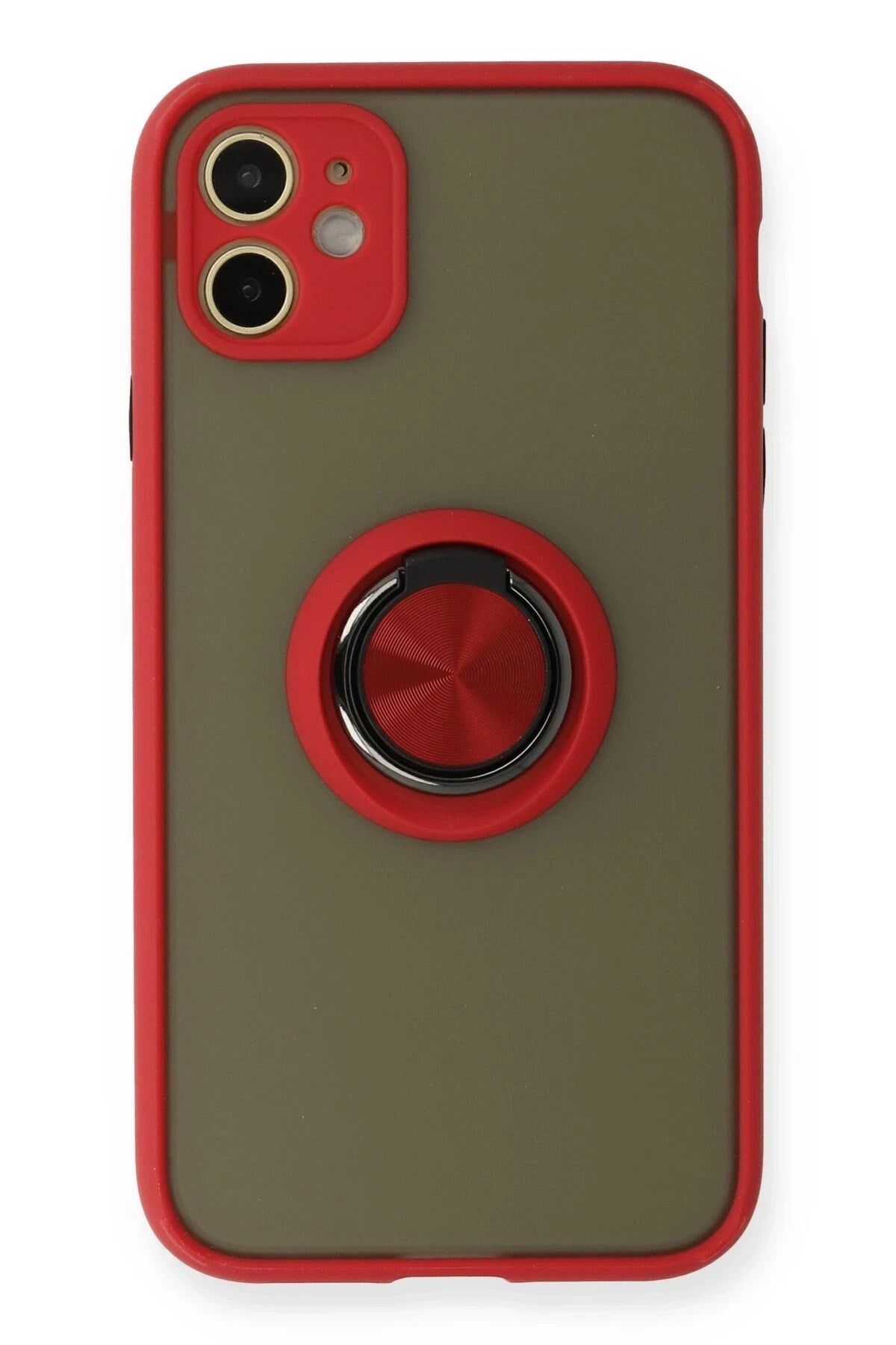 Mey İthalat® iPhone 11 Kılıf Montreal Yüzüklü Silikon Kapak - Kırmızı