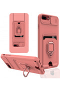 Mey İthalat® iPhone 7 Plus Kılıf Zuma Kartvizitli Yüzüklü Silikon - Pembe