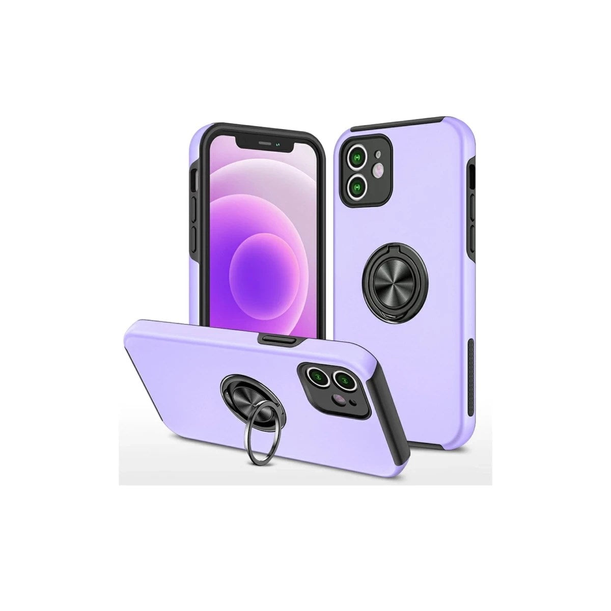 Mey İthalat® iPhone 12 Mini Kılıf Elit Yüzüklü Kapak - Mor