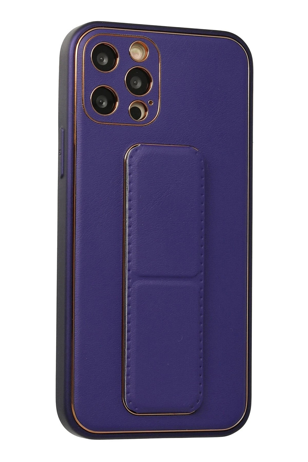 Mey İthalat® iPhone 12 Pro Kılıf Coco Deri Standlı Kapak - Mor