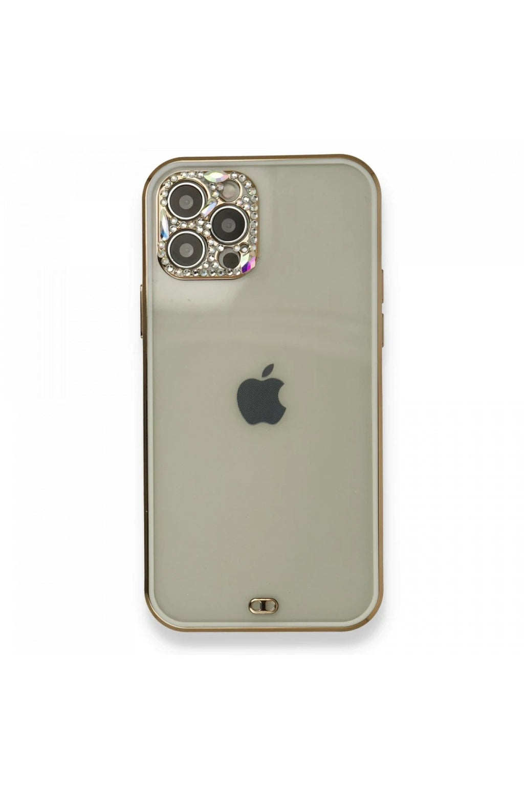 Mey İthalat® iPhone 12 Pro Kılıf Liva Taşlı Silikon - Beyaz