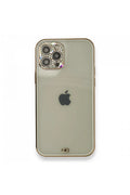 Mey İthalat® iPhone 12 Pro Kılıf Liva Taşlı Silikon - Beyaz