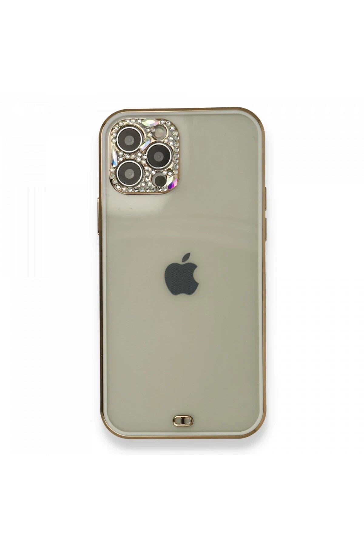 Mey İthalat® iPhone 12 Pro Kılıf Liva Taşlı Silikon - Beyaz