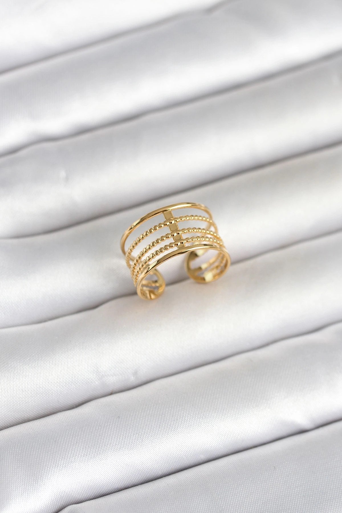 Mey İthalat® 316L Çelik Gold Renk Vintage Model Kadın Yüzük