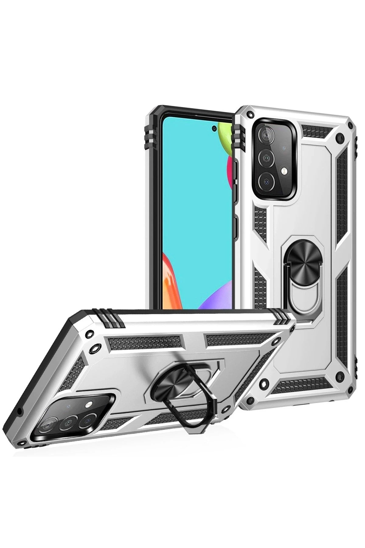 Mey İthalat® Samsung Galaxy A33 5G Kılıf Sofya Yüzüklü Silikon Kapak - Gümüş