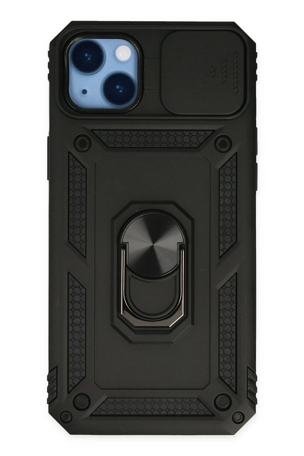 Mey İthalat® iPhone 14 Plus Kılıf Pars Lens Yüzüklü Silikon - Siyah