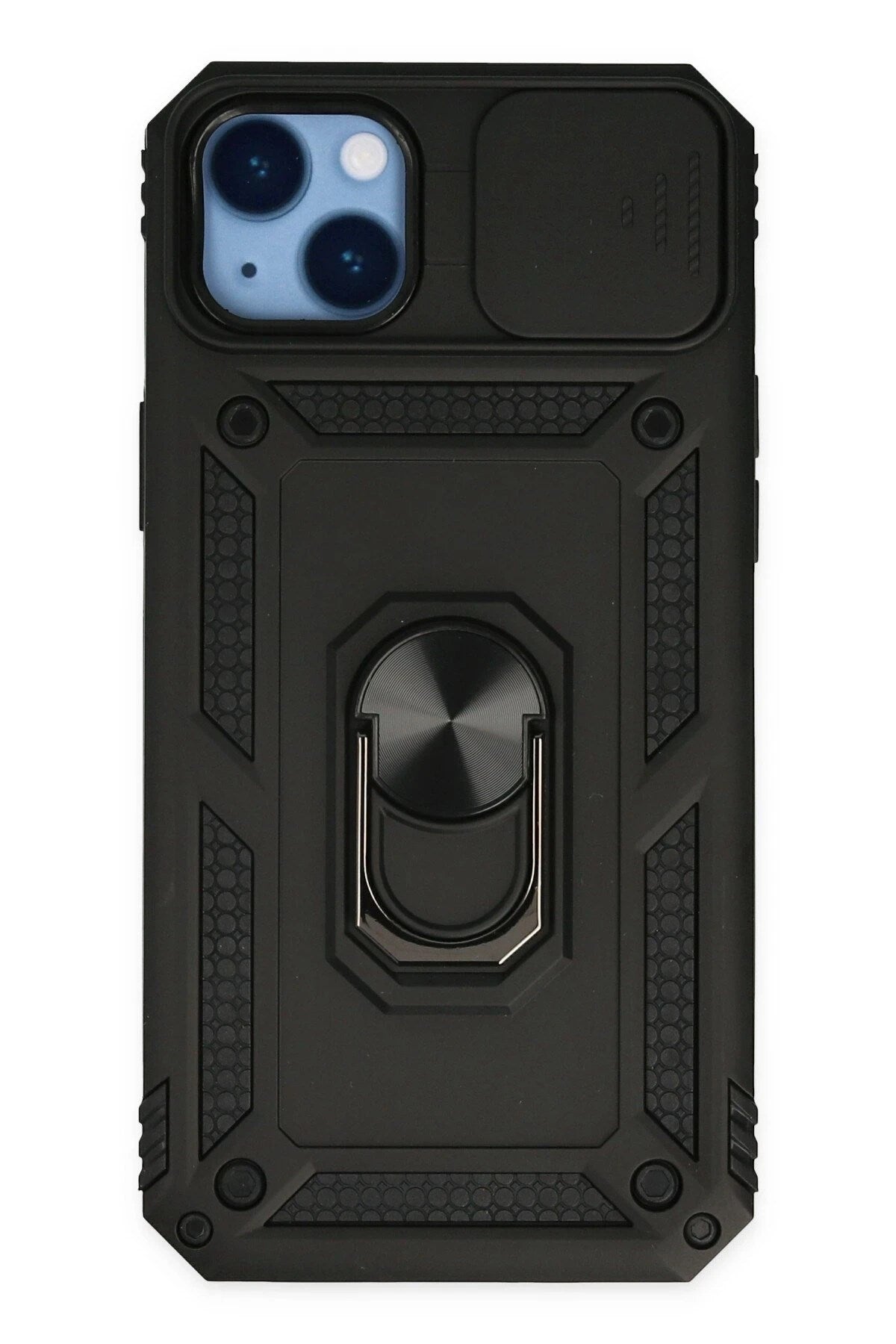 Mey İthalat® iPhone 14 Plus Kılıf Pars Lens Yüzüklü Silikon - Siyah