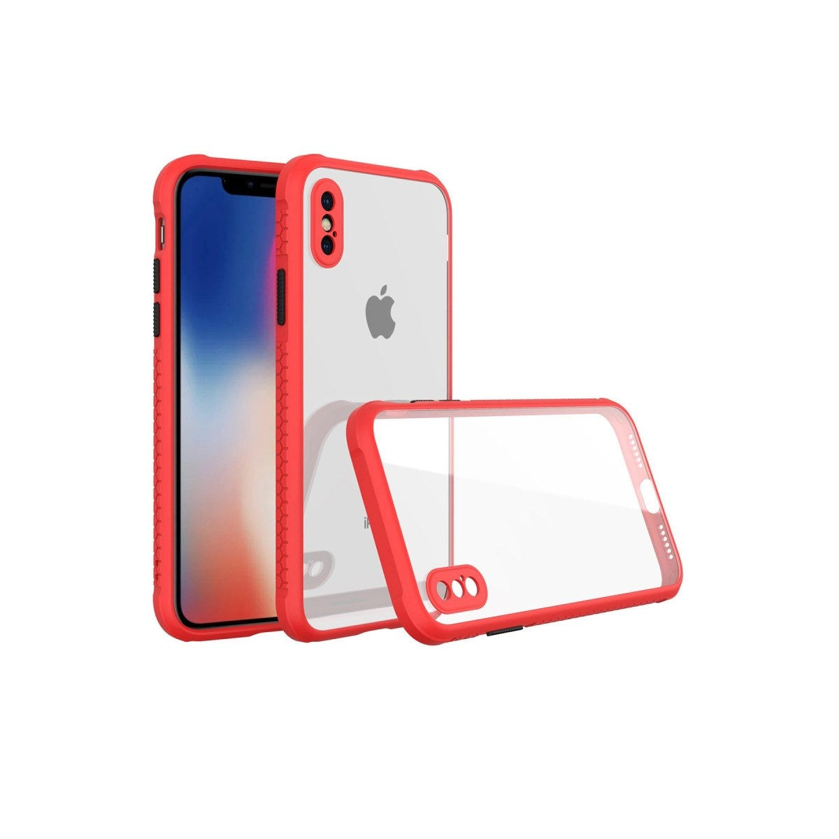 Mey İthalat® iPhone XS Max Kılıf Miami Şeffaf Silikon - Kırmızı