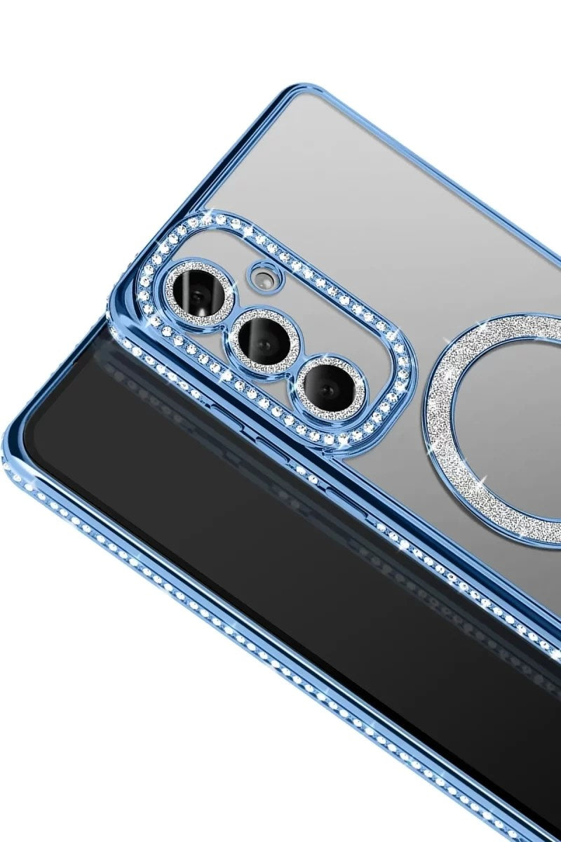 Mey İthalat® Samsung Galaxy A37 5G Joke Simli Magneticsafe Kılıf - Mavi