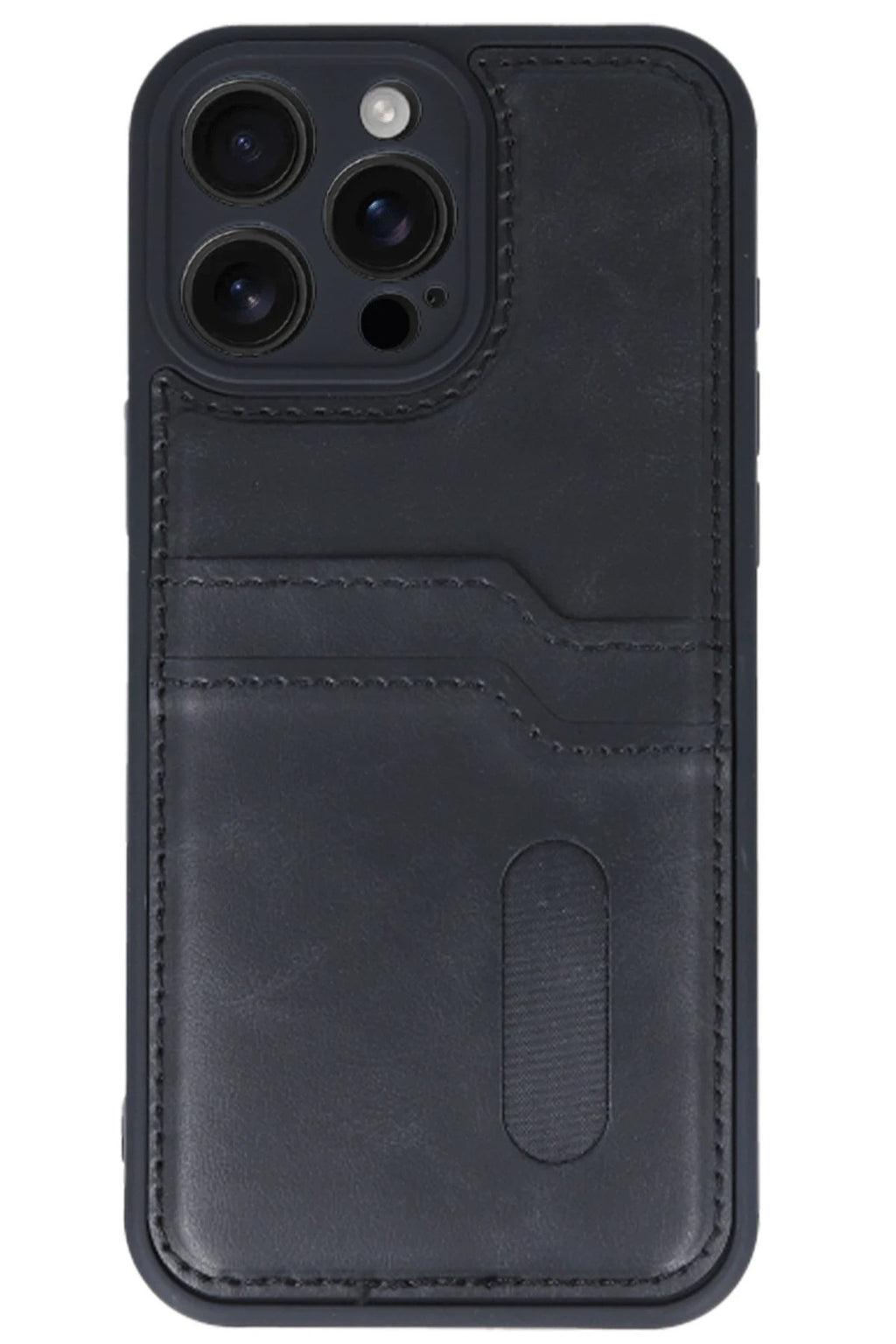Mey İthalat® iPhone 16 Pro Kılıf Sara Kartvizitli Deri Kılıf - Siyah