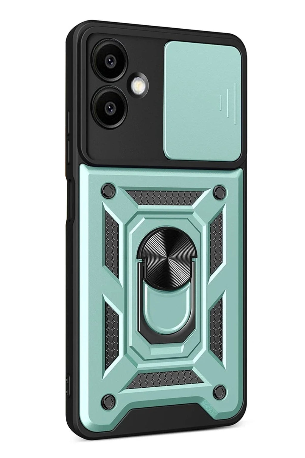 Mey İthalat® Samsung Galaxy A07 4G Pars Lens Yüzüklü Silikon - Yeşil
