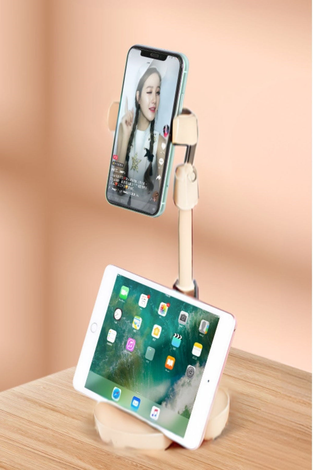 Masa Üstü Tablet ve Telefon Tutucu Plastik Aparat Beyaz Telefon Standı