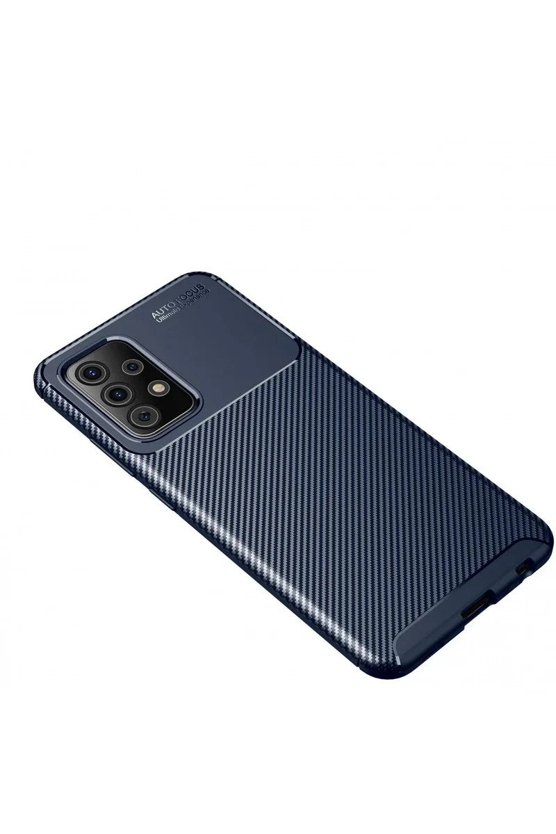 Mey İthalat® Samsung Galaxy A52 Kılıf Auto Focus Karbon Kapak - Lacivert