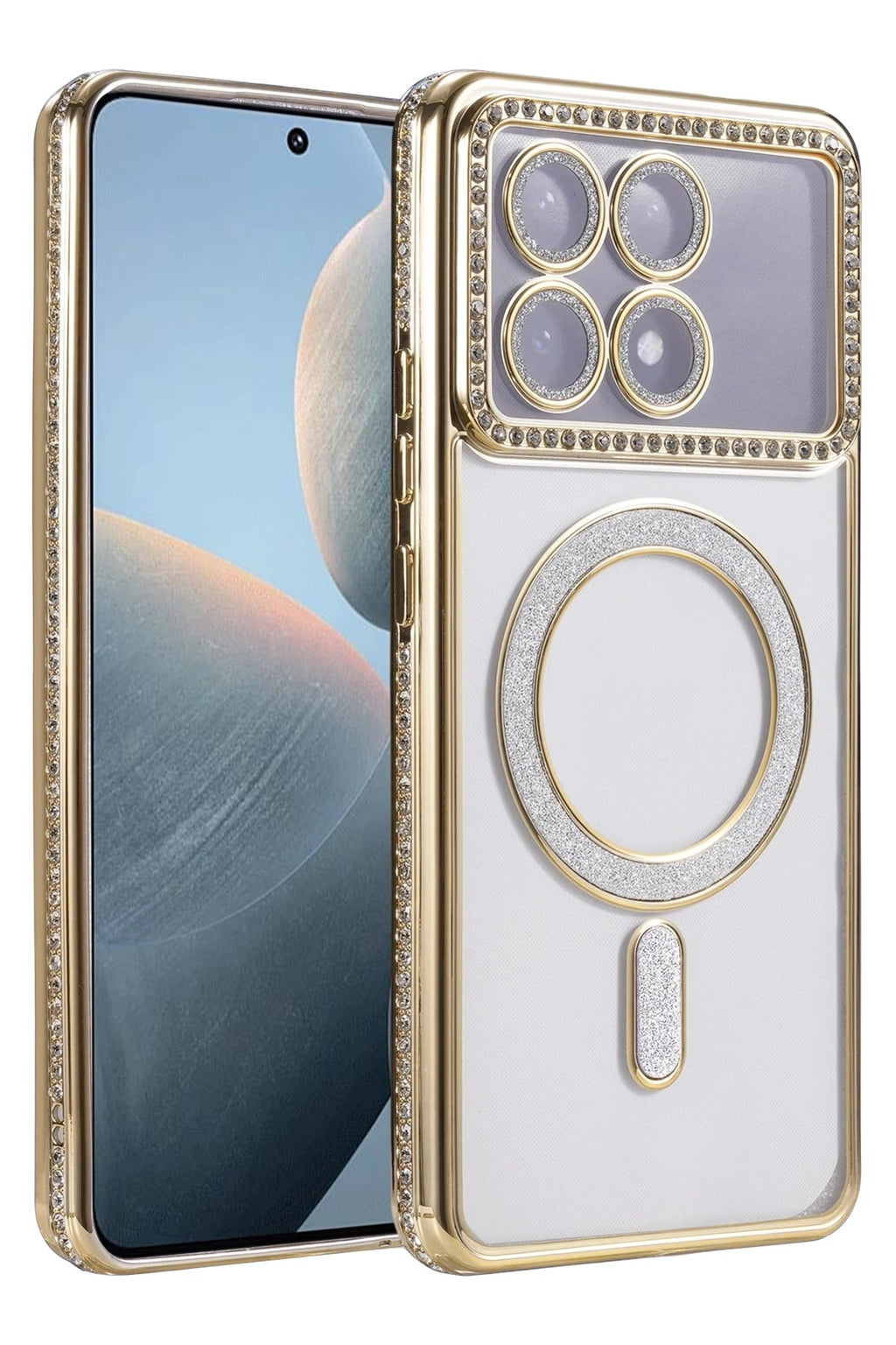 Mey İthalat® Poco X6 Pro Joke Simli Magneticsafe Kılıf - Gold