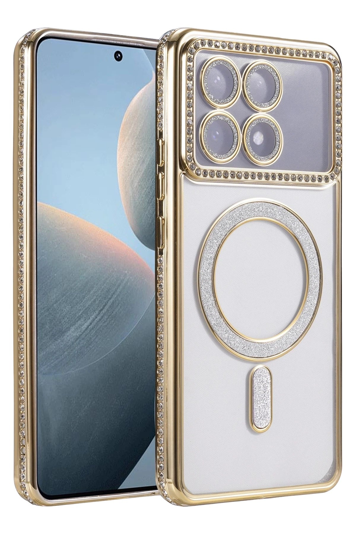 Mey İthalat® Poco X6 Pro Joke Simli Magneticsafe Kılıf - Gold