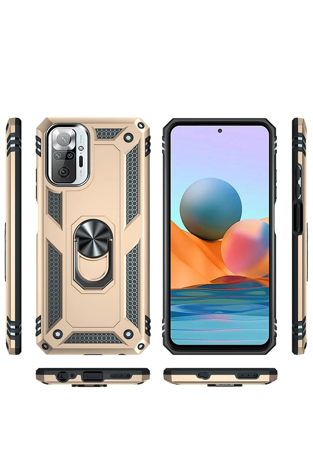 Mey İthalat® Redmi Note 10 Pro Kılıf Sofya Yüzüklü Silikon Kapak - Gold